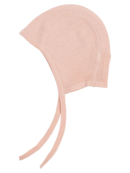 Serendipity organic knitted baby bonnet - rose dust
