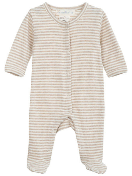 striped newborn babysuit - oat