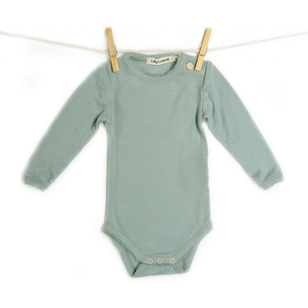 organic merino wool baby body - sea green