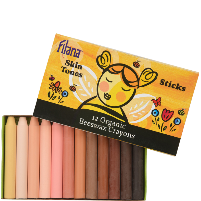 filana beeswax crayon sticks - set of 12 skintones
