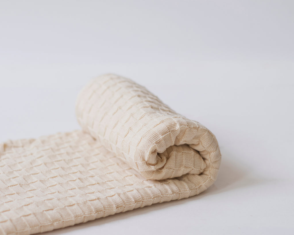 basketweave baby blanket - natural