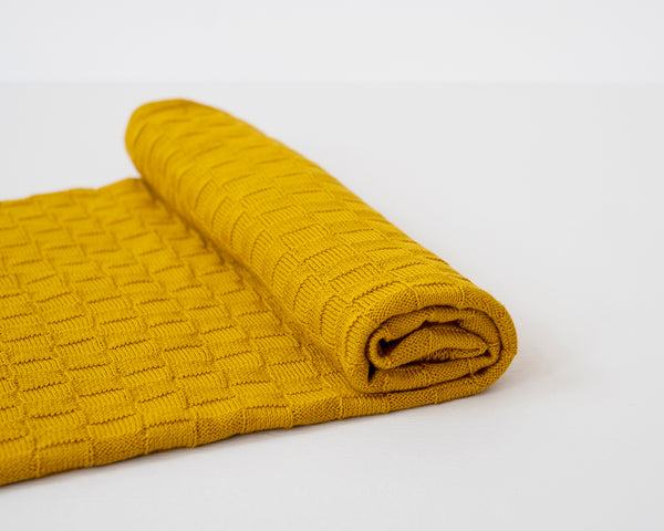 basketweave baby blanket - turmeric