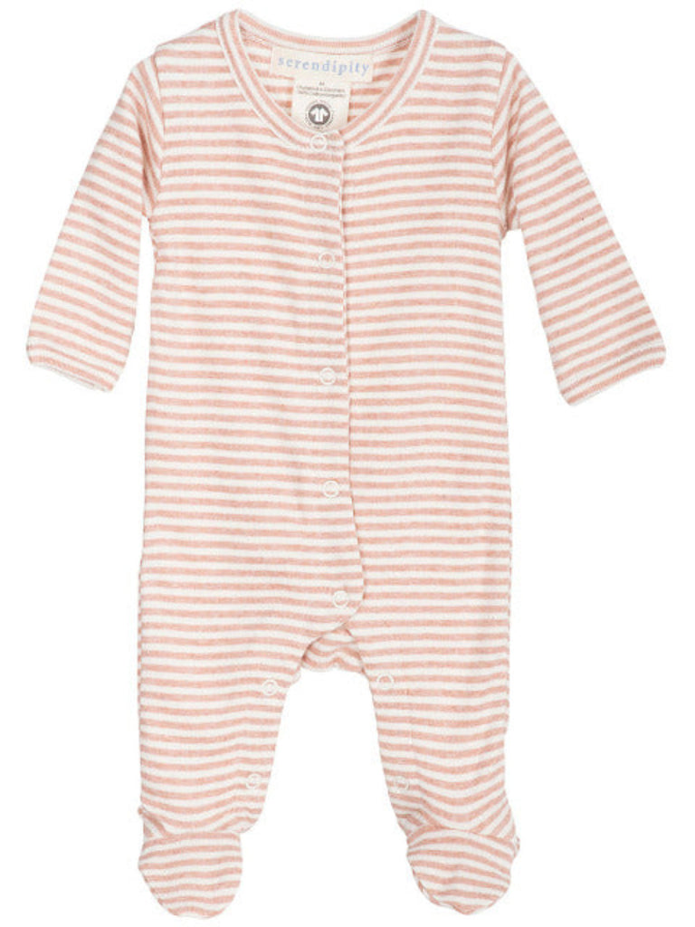 striped newborn babysuit - clay