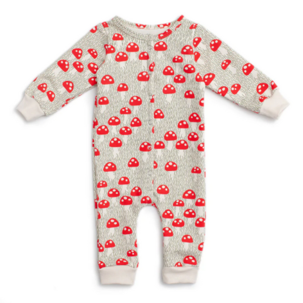 Winter Water Factory french terry romper - mushrooms sage